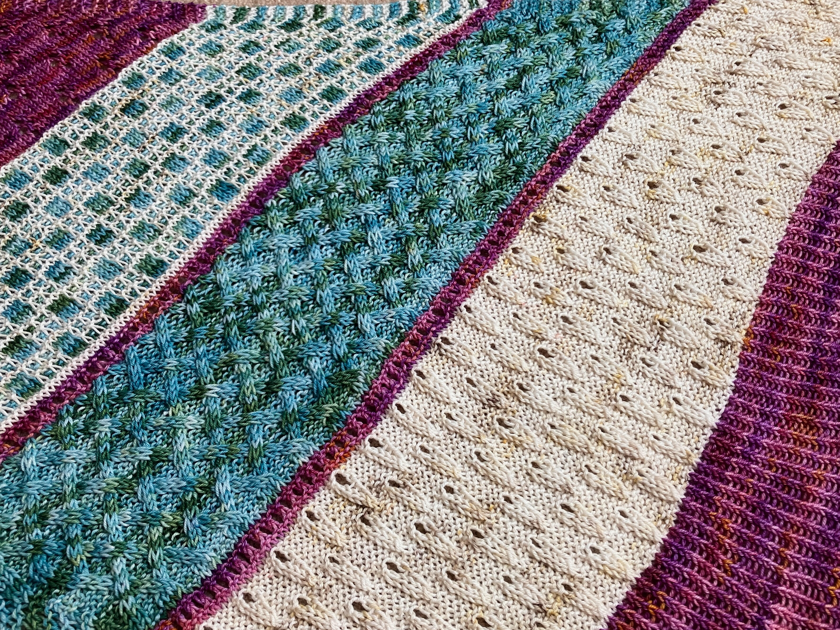 Close up of Festival of Stitches shawl